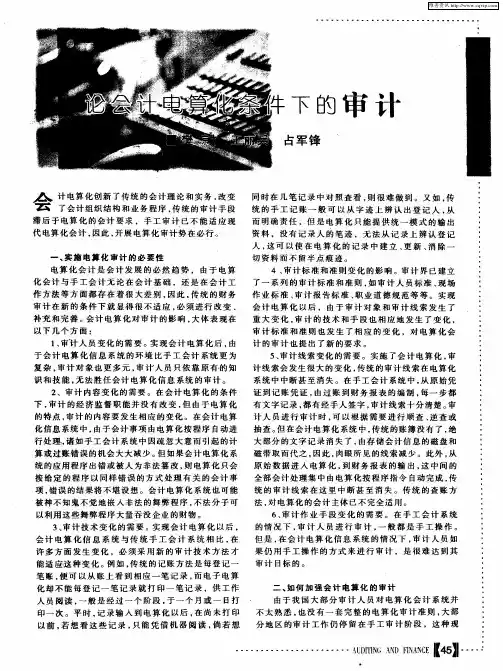 论会计电算化条件下的审计