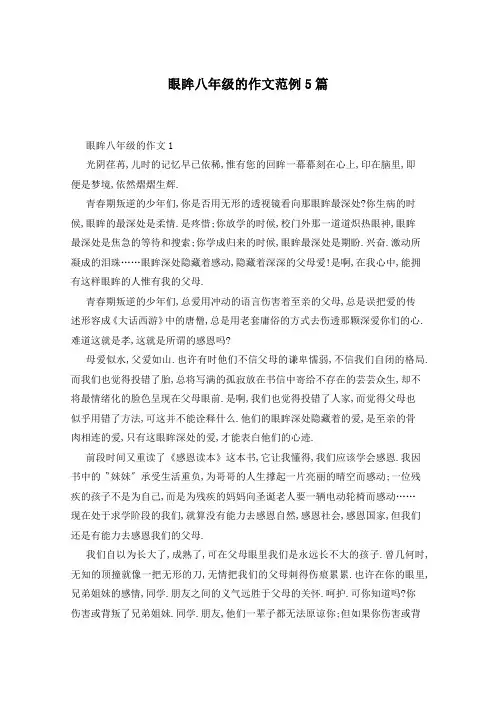 眼眸八年级的作文范例5篇