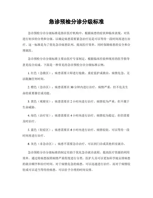 急诊预检分诊分级标准