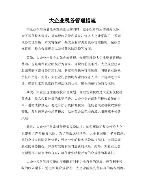 大企业税务管理措施