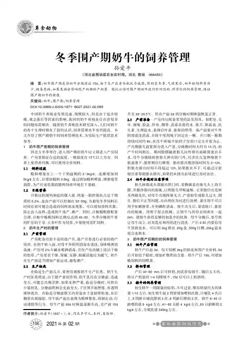 冬季围产期奶牛的饲养管理