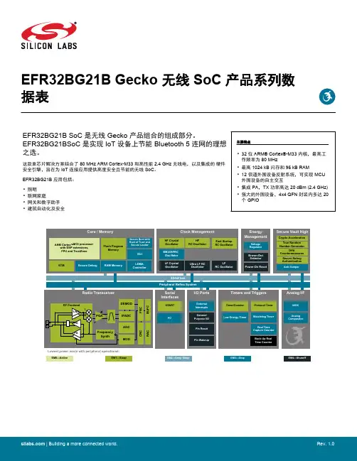 Silicon Labs EFR32BG21B Gecko 无线 SoC 产品系列介绍说明书