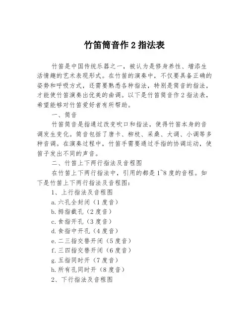 竹笛筒音作2指法表
