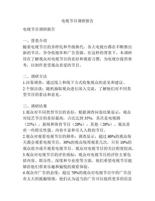 电视节目调研报告