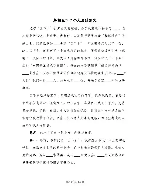 暑期三下乡个人总结范文（5篇）