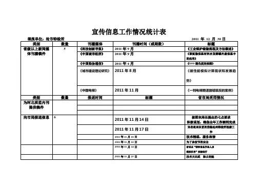 宣传信息工作情况统计表