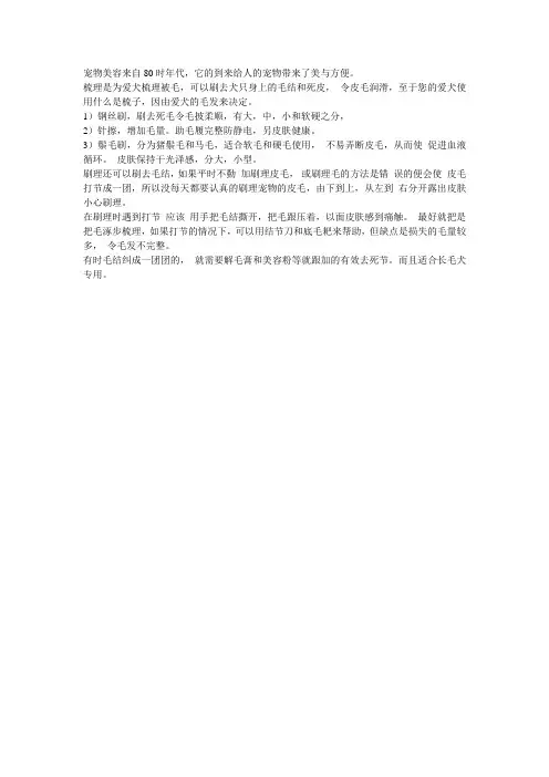 宠物的梳理