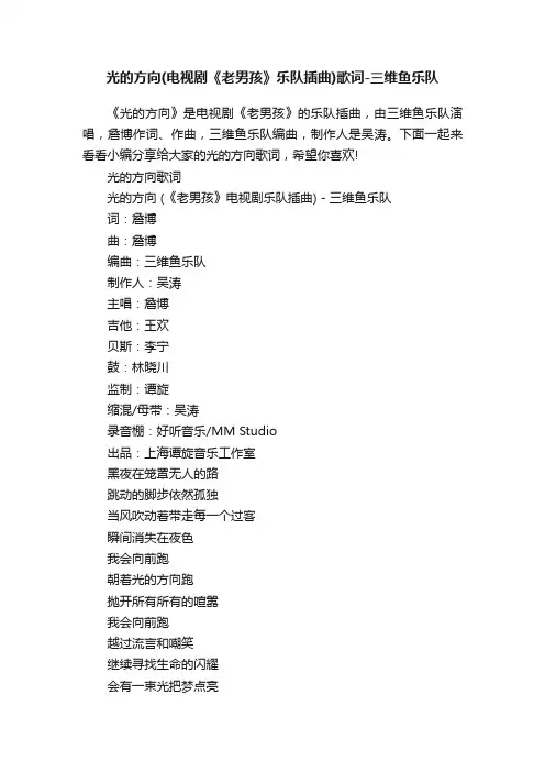 光的方向（电视剧《老男孩》乐队插曲）歌词-三维鱼乐队