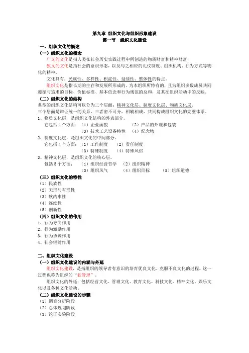 第九章 组织文化与组织形象建设