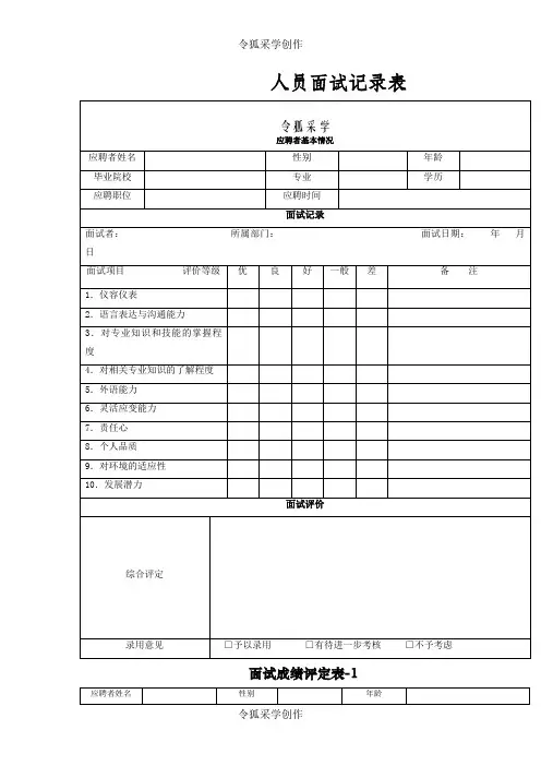 人员面试记录表