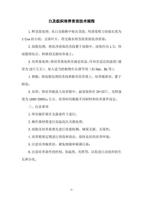 白及组织培养育苗技术规程