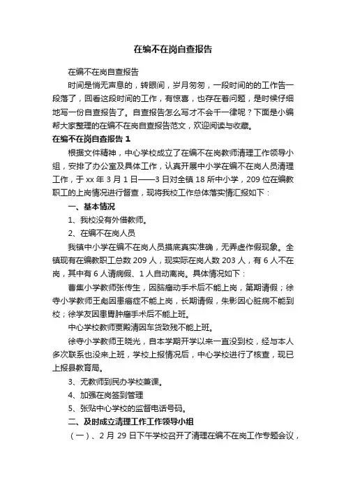 在编不在岗自查报告