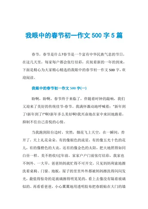 我眼中的春节初一作文500字5篇