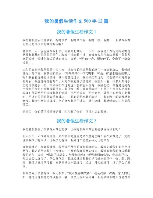 我的暑假生活作文500字12篇