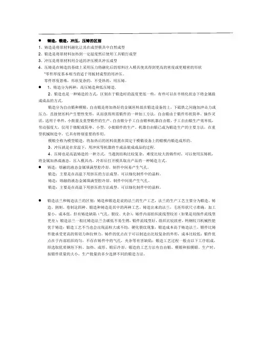 锻造,铸造,冲压,压铸的区别