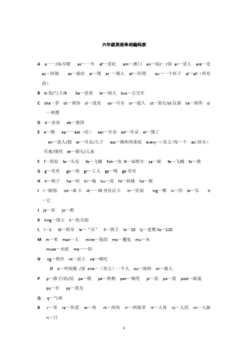 六年级上册单词拆分与联想