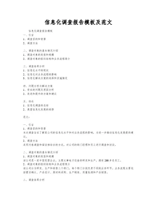 信息化调查报告模板及范文