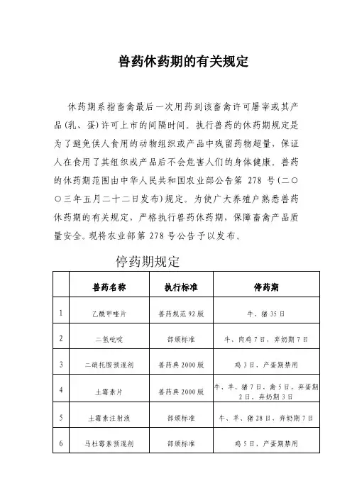 兽药休药期[新版]