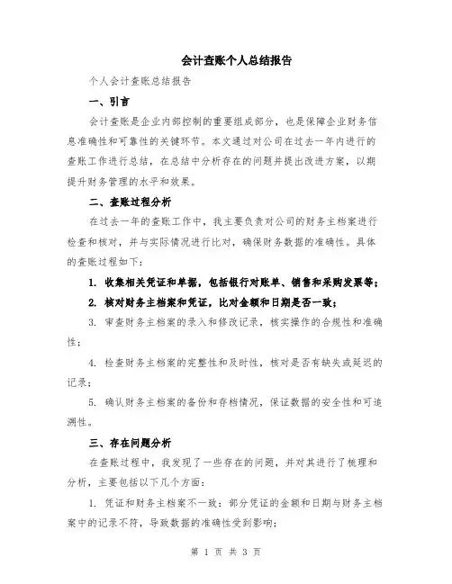 会计查账个人总结报告