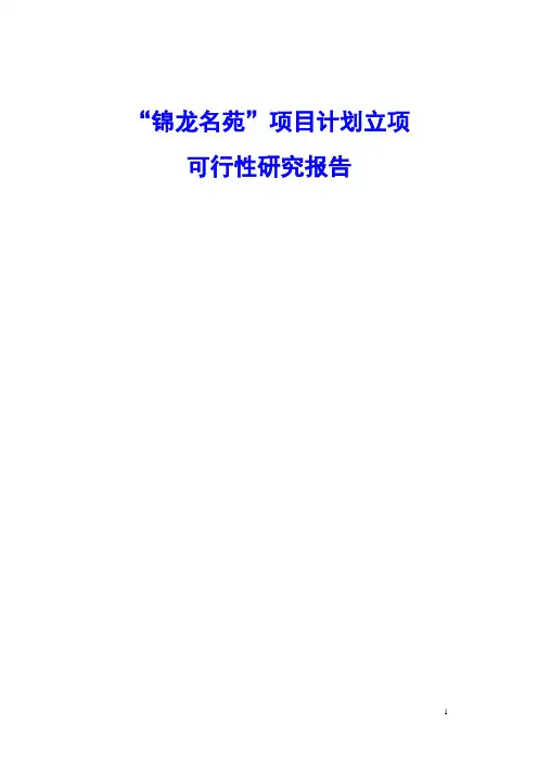 “锦龙名苑”项目计划立项可行性研究报告
