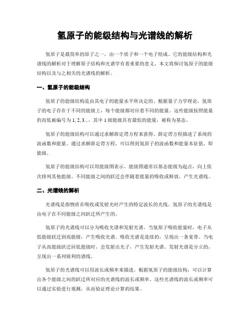 氢原子的能级结构与光谱线的解析