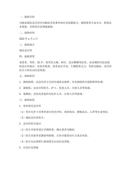 急诊脑疝应急预案演练记录