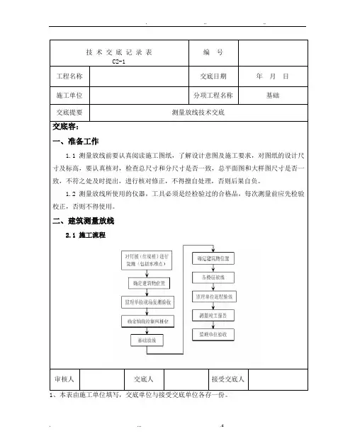 测量放线技术交底