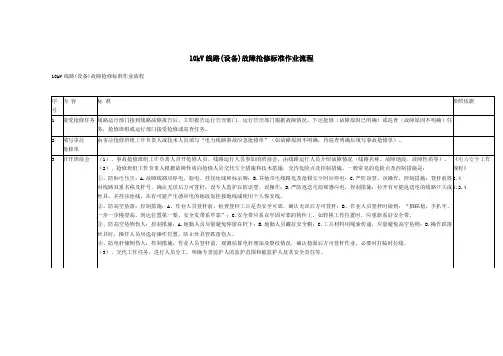 10kV线路(设备)故障抢修标准作业流程