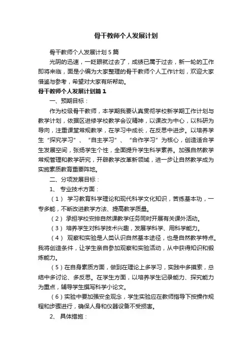 骨干教师个人发展计划5篇