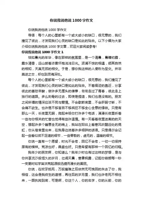 你说我说他说1000字作文