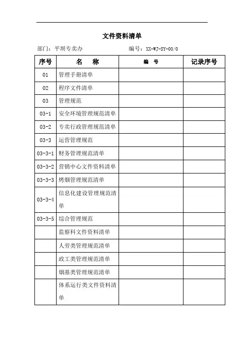 文件资料清单