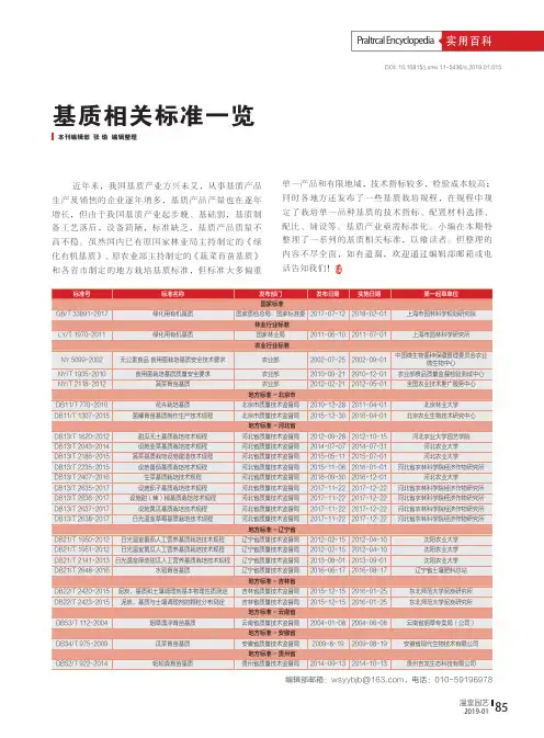 基质相关标准一览