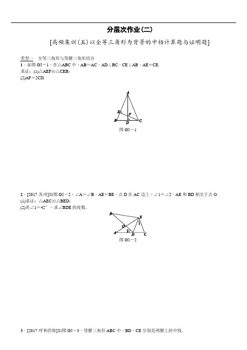 2018年人教版中考《4.5直角三角形与勾股定理》复习检测试卷及答案(高频集训)(五)