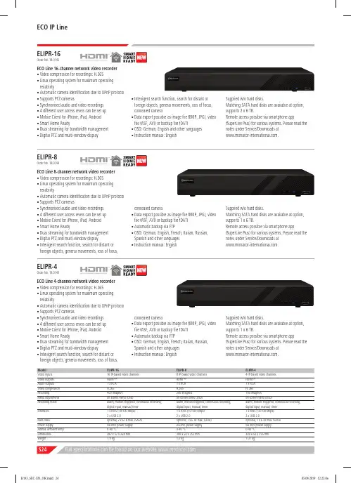 Monacor ECO IP Line ELIPR-16 16通道网络视频录制器说明书