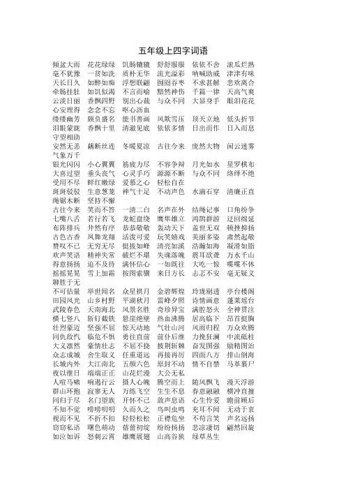 五年级四字词语