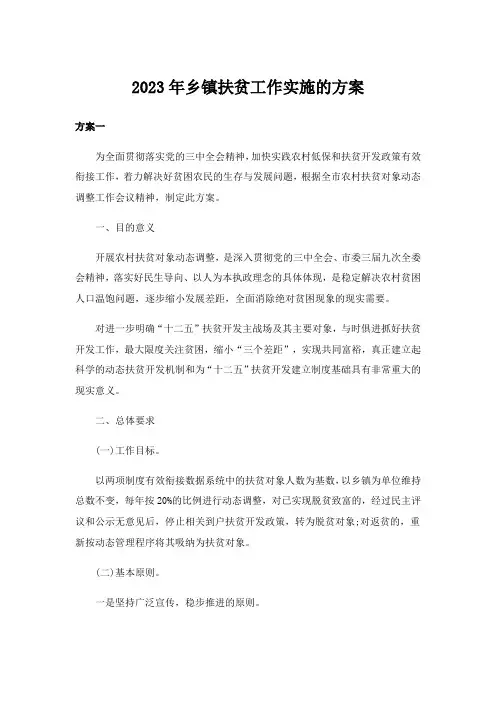 2023年乡镇扶贫工作实施的方案