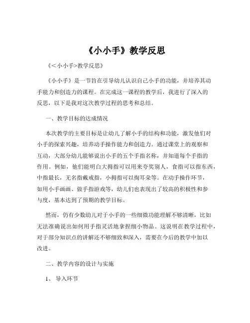 《小小手》教学反思