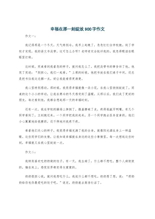 幸福在那一刻绽放900字作文