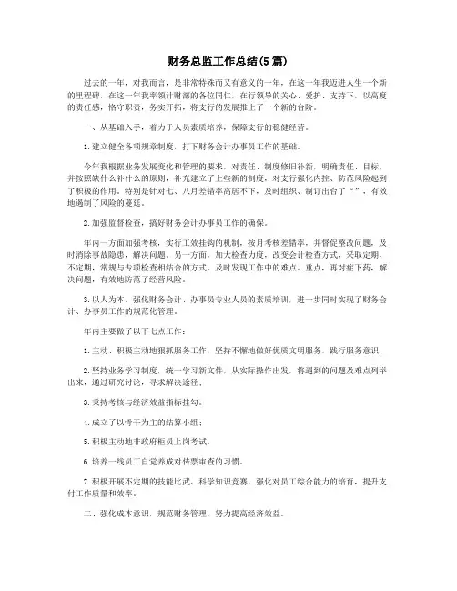 财务总监工作总结(5篇)