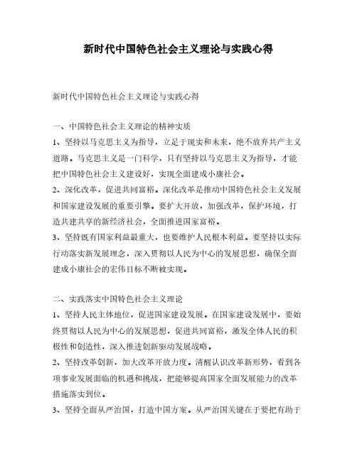 新时代中国特色社会主义理论与实践心得