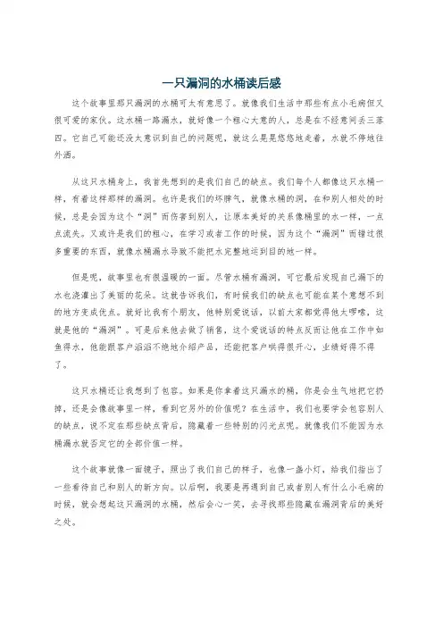一只漏洞的水桶读后感