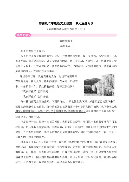 部编版六年级语文上册第一单元主题阅读 附答案 (1)