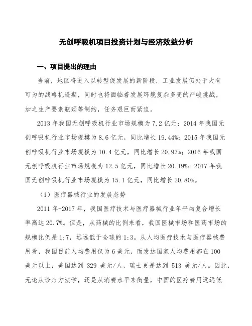 无创呼吸机项目投资计划与经济效益分析