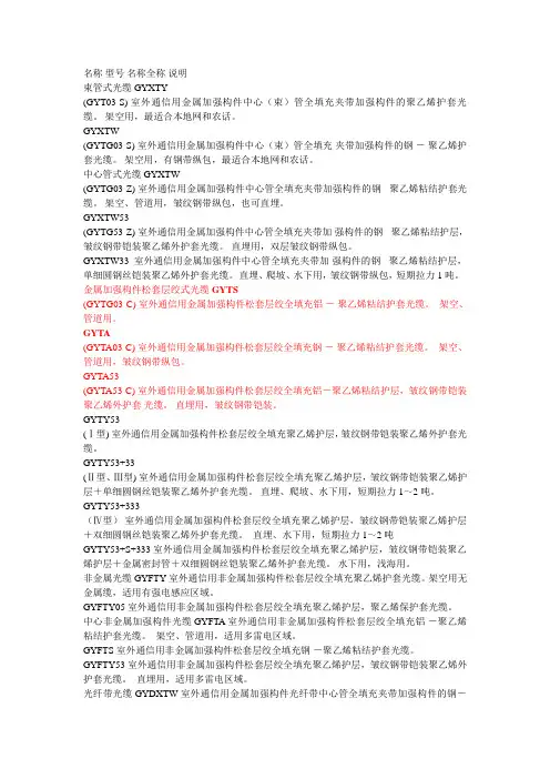光缆型号及其使用场合