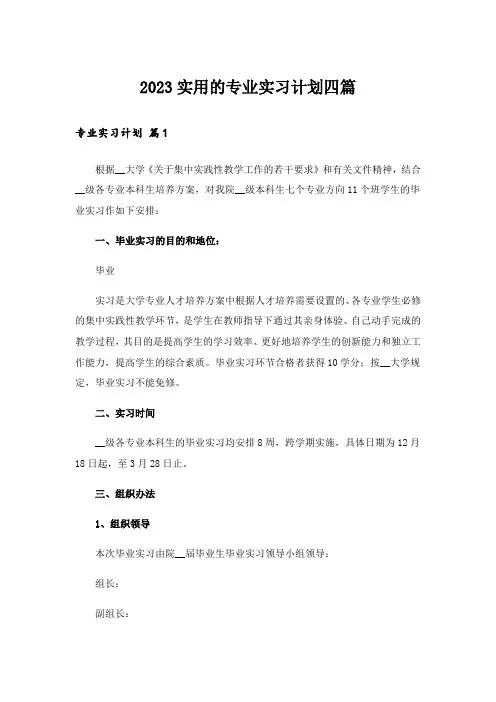 2023实用的专业实习计划四篇_1