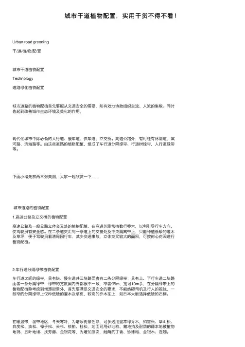 城市干道植物配置，实用干货不得不看！