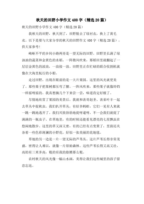 秋天的田野小学作文400字(20篇)