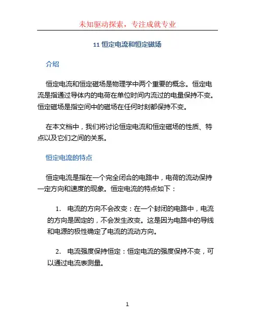 11恒定电流和恒定磁场