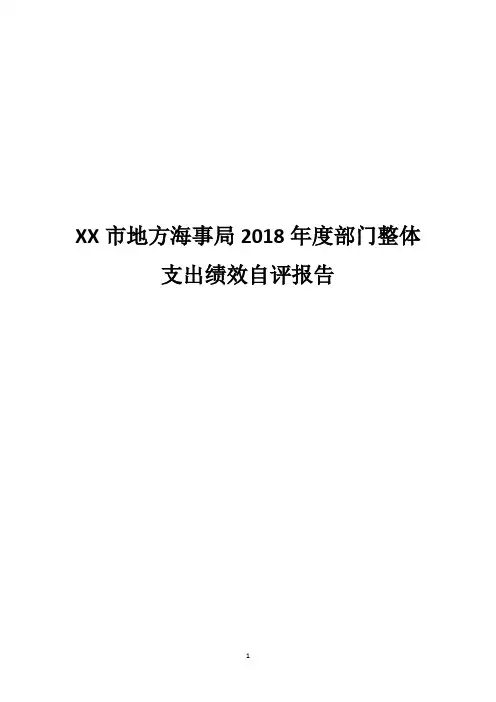 XX市地方海事局2018年度部门整体支出绩效自评报告
