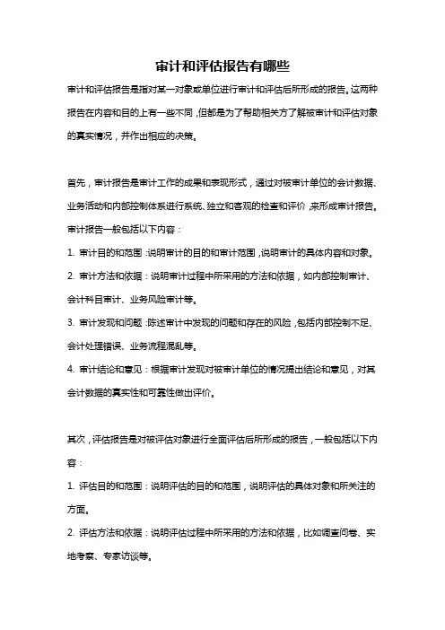 审计和评估报告有哪些